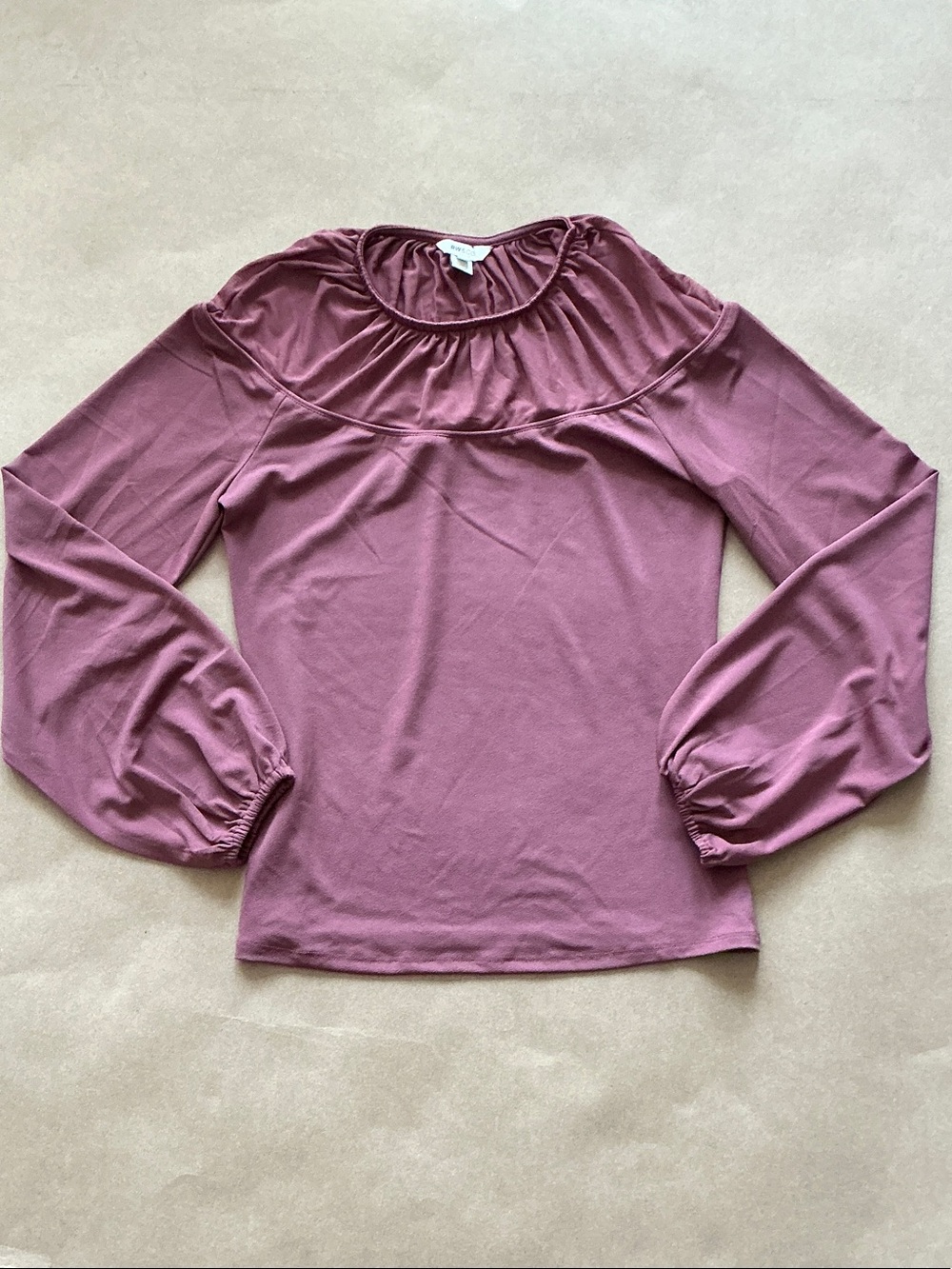 RW&CO. Dusty Rose Long Sleeve Ruffle Yoke Top